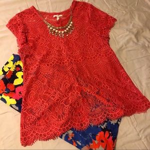 SOLD Coral lace top